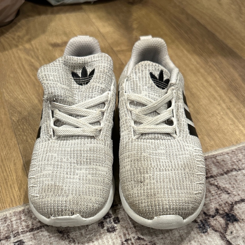 Adidas Kids' Light Gray and Black Sneakers